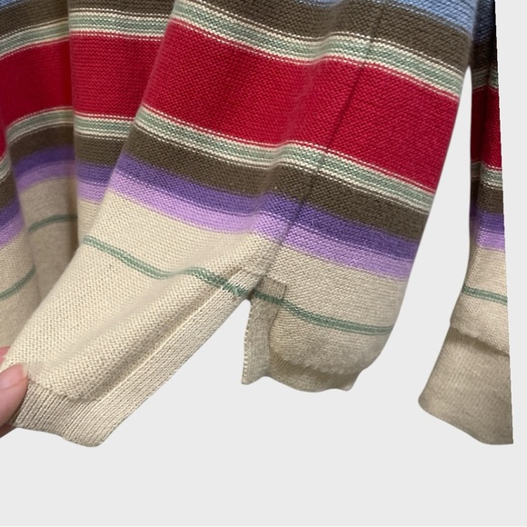 Chaps Women's  Striped Lace Up Multi  Rainbow Sweater Size Small - Picture 6 of 10